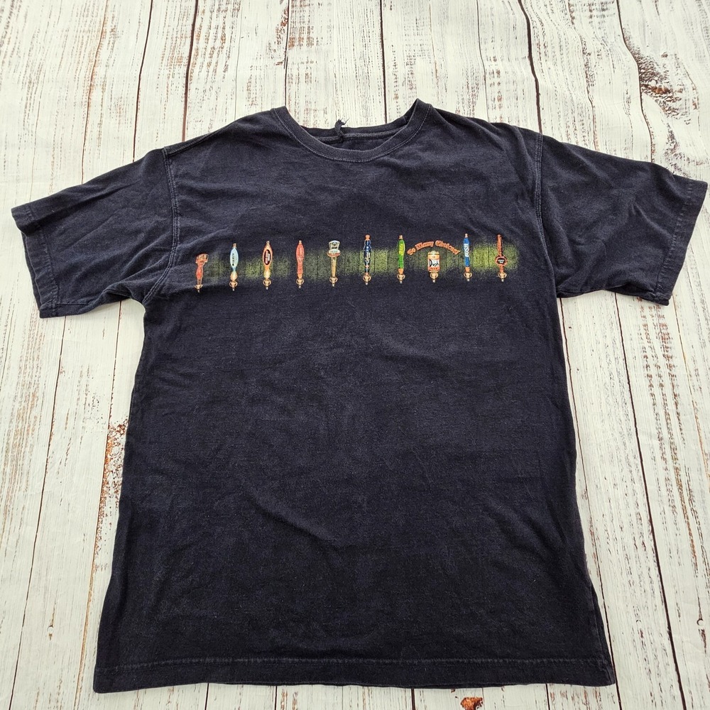 So Many Choices Beer Taps Blue Short Sleeve Cotton T-Shirt Men's L